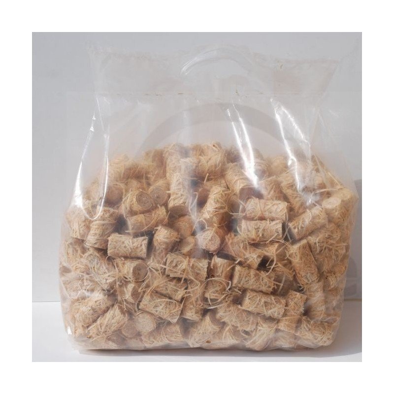 Zak met 100% natuurlijke houtwol aanmaakblokjes 12,5 kg (950 stuks)