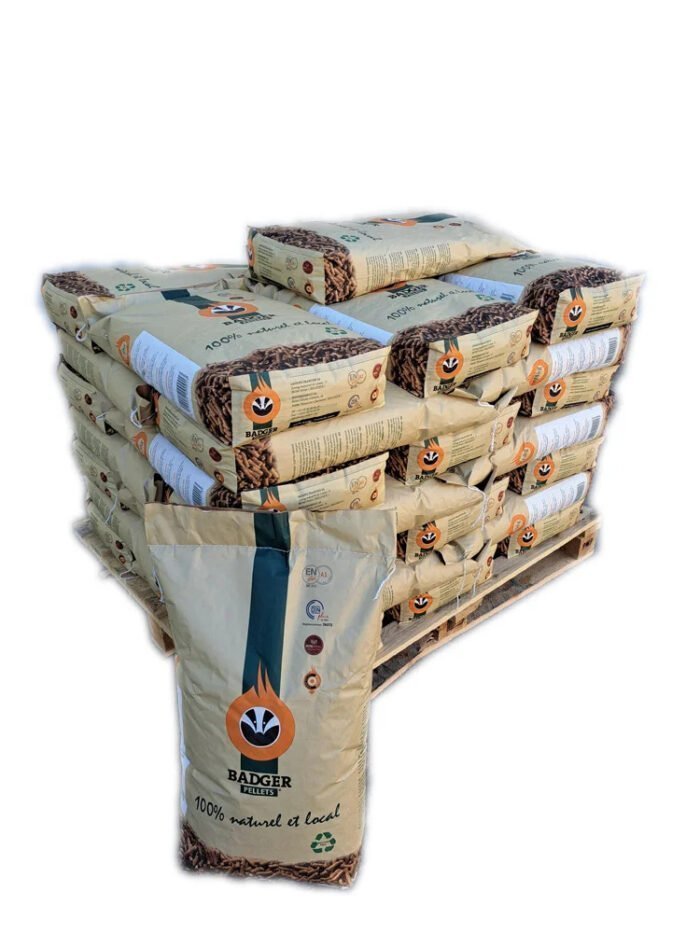 BADGER houtpellets – 1/2 Pallet van 36 zakken van 15 kg