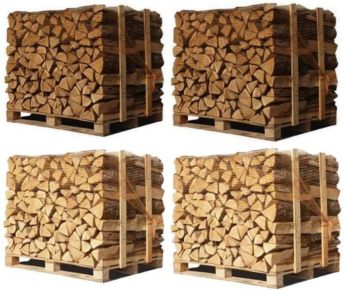4 x Pallets (2 witte eik + 2 beuken/haagbeuk) – houtblokken van 40 cm