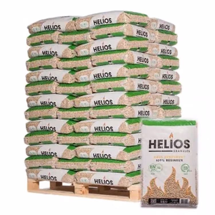 HELIOS houtpellets – 65 zakken van 15 kg op pallet – 100% naaldhout