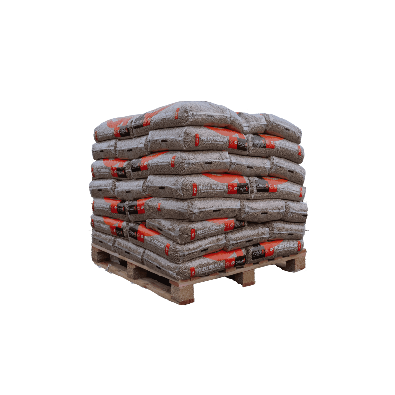 Halve pallet houtpellets in Crépito-zakken